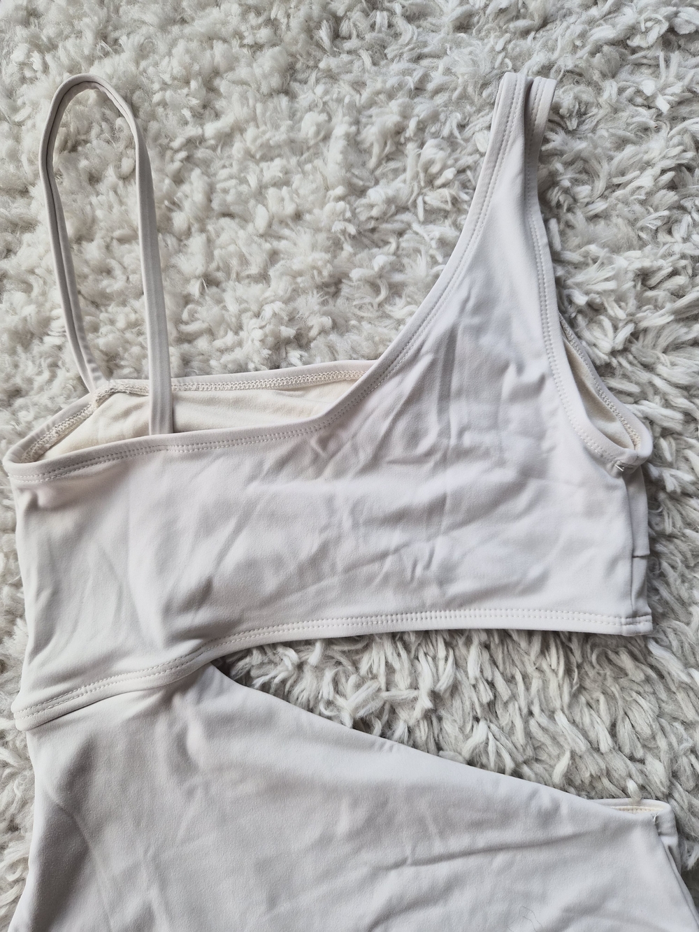 Forever 21 One-Shoulder Cutout Active Romper Cream - XS - Picture 11 of 13